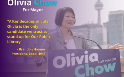 Toronto Public Library Workers Endorse Olivia Chow for Mayor