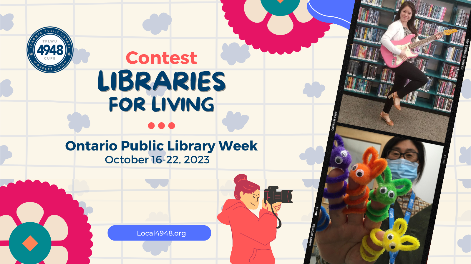"Contest. Libraries for a Living. Ontario Public Library Week. October 16 to 22.