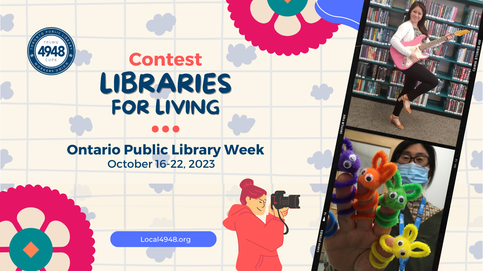 Ontario Public Library Week (2023) (Twitter Post) "Contest. Libraries for a Living. Ontario Public Library Week. October 16 to 22.